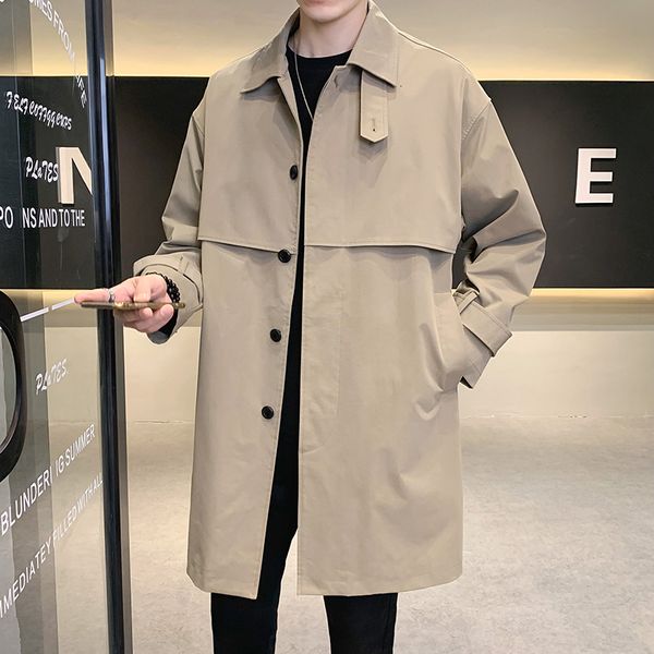 

men's jackets korean style trench coat mens casual solid autumn fashion loose long overcoat male high street windbreaker trenchcoat h61, Black;brown