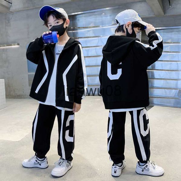 

clothing sets boys coat pants 2pcsset 2022 loose warm winter autumn kids suits sports outfits thicken children clothing x0828, White