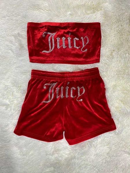 

women's two piece pants juicy velvet fashion tube crop casual drawstring shorts set loose women summer clothes tracksuit, White