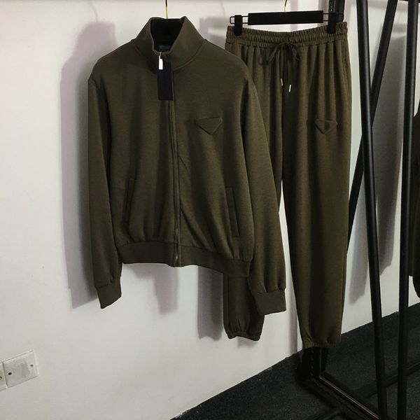 

luxury zipper tracksuits men women sport tracksuit cotton jackets pants classic two pieces tracksuit casual coat pants, Black