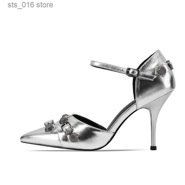 

dress shoes 2023 women's handmade leather sandals hollow high heel shoes with decoration for wedding party prom shoes for women t230828, Black