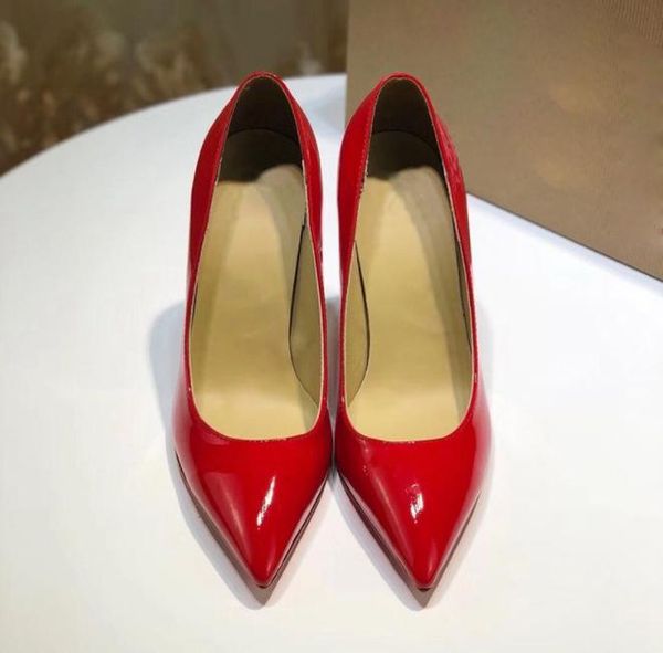 

designer women high heel shoes 8cm 10cm 12cm thin heels black nude patent leather woman pumps with dust bag 34-43