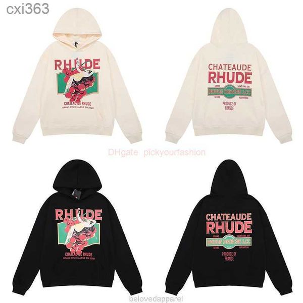 

designer clothing mens sweatshirts hoodies rhude american hoodie oversize small high street fashion brand ins spring autumn couple sweater f, Black