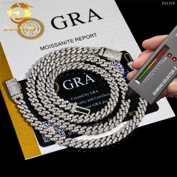 

6mm 8mm 10mm pass diamond tester 925 sterling silver hip hop iced out vvs moissanite diamond cuban link chain 14k gold