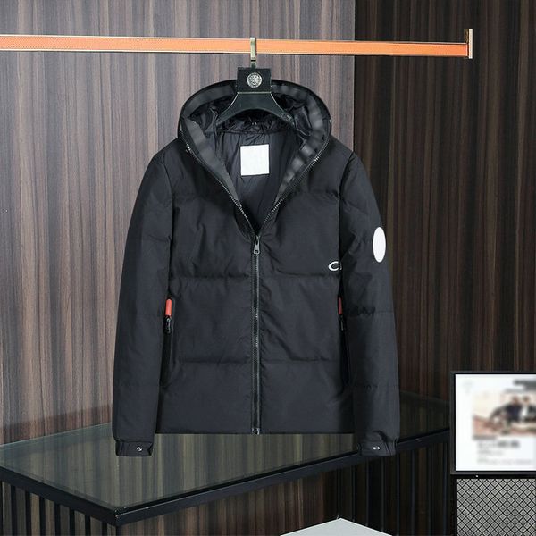 

men nylon down jacket zipper pocket winter coat designer mens winter coats quilted hooded parkas, Black