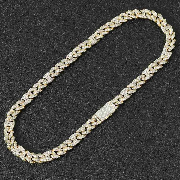 

moissanite chain cool jewelry gold silver 10mm choker iced out cuban chain mens 18inch 20inch 24inch miami link
