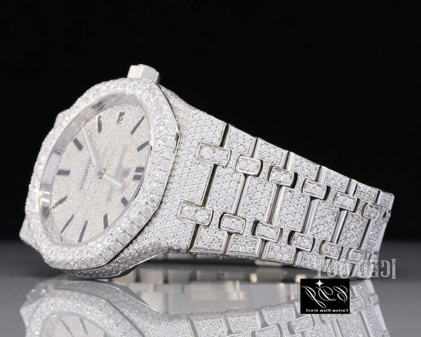 

a36z vvs moissanite diamond custom iced out watch luxury bust down diamond watch for men hip hop watch jewelry cdj84716kmt, Silver