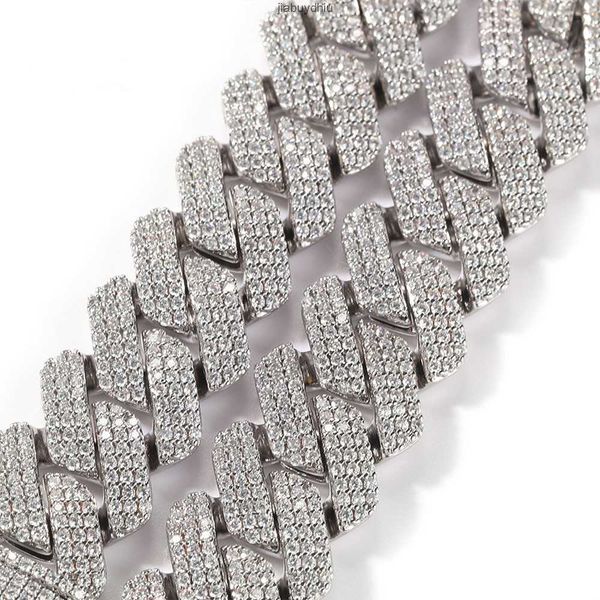 

19mm 20mm moissanite baguette cuban link chain silver miami vvs bracelet necklace
