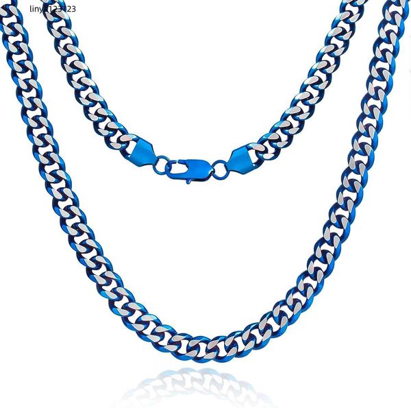 

caritate two tone silvergoldblueblackmen scha innec klacesfor men hypo allergenicstai nlessstee lcuba nlink chai nform en1 0mmt hick diamo n, Silver