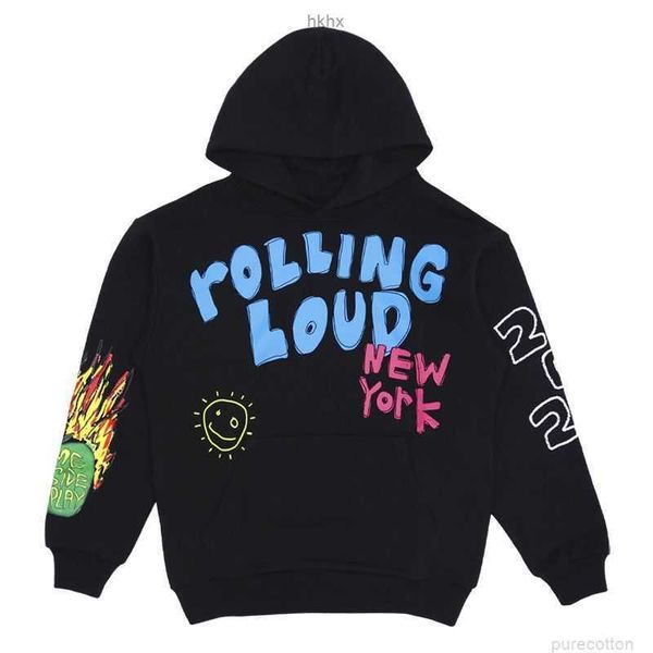 

designer fashion clothing men's sweatshirts hoodies travi scotts rolling rl yeeerp loud hoodie handdrawn graffiti hip hop sweater, Black