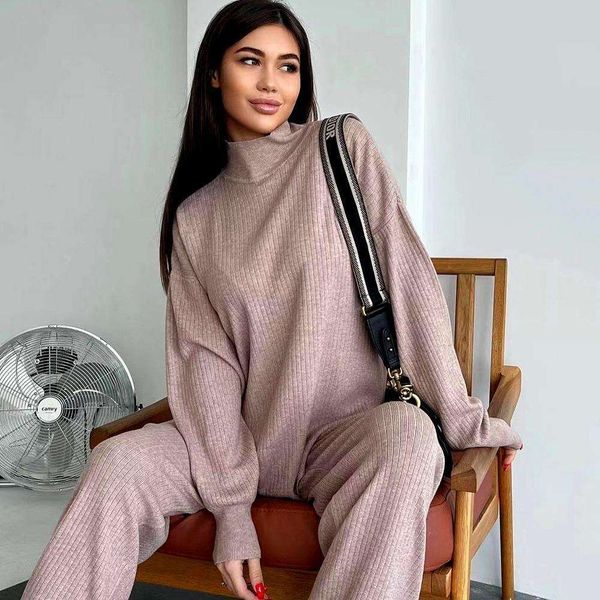 

womens style selling two sweater piece set pure color simple fashion casual, White;black
