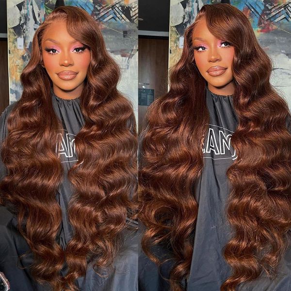 

brown body wave lace front wigs human hair 32 30 inch 13x4 hd lace frontal wig glueless human hair wigs preplucked, Black;brown
