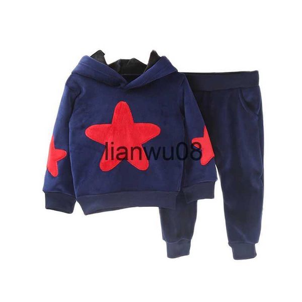 

clothing sets baby boys velvet clothing set kids star hoodie pants suit for sports suits autumn winter warm suit toddler children 2pcs set x, White