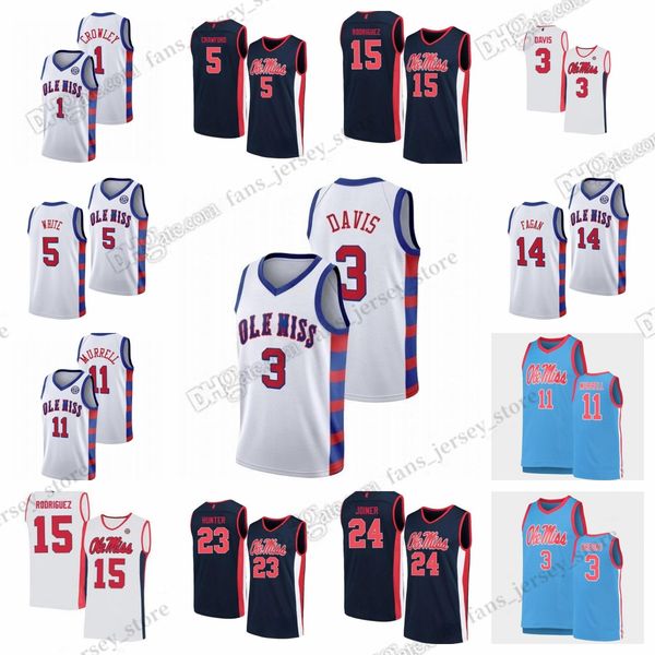 

custom ole miss rebels college basketball jerseys nysier brooks daeshun ruffin luis rodriguez jaemyn brakefield jarkel joiner austin crowley, Black