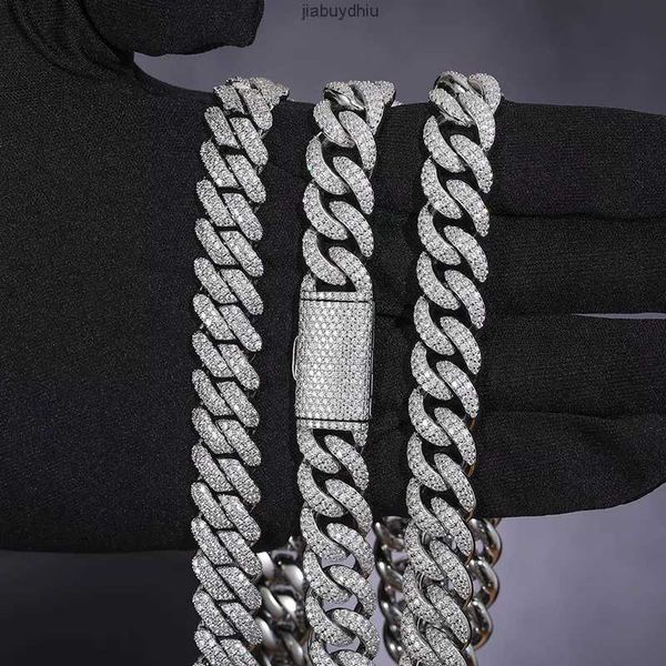 

fine simple personality hip hop jewelry 25mm baguette diamond luxury necklace sterling silver vvs moissanite cuban link chain