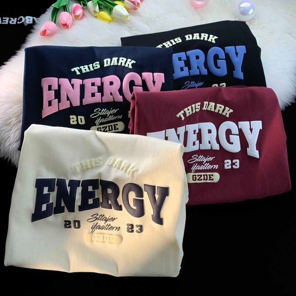 

short sleeve t-shirt men's summer letter foam printing casual t-shirt loose half sleeve top, White;black