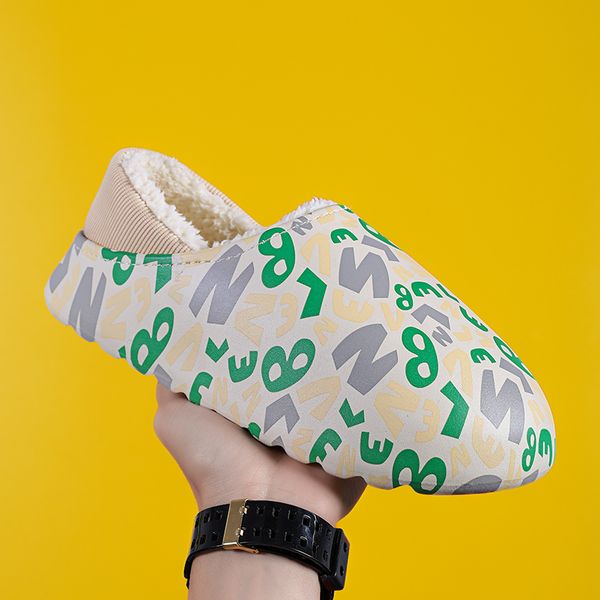 

r slrn women's men's furry slippers plush faux fur slippers designer shoes thermal interior flip-flops fashion non-slip women&#039, Black