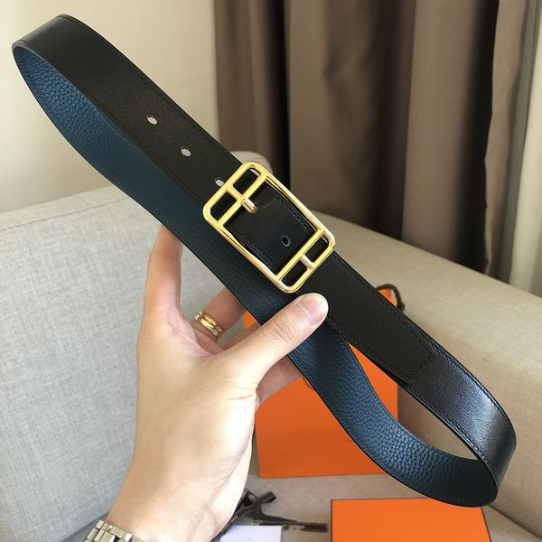 

mens fashion belt woman designer belts width 3.2cm reversible genuine leather waistband gold silver steel buckle size 100cm-125cm 6 colour w, Black;brown