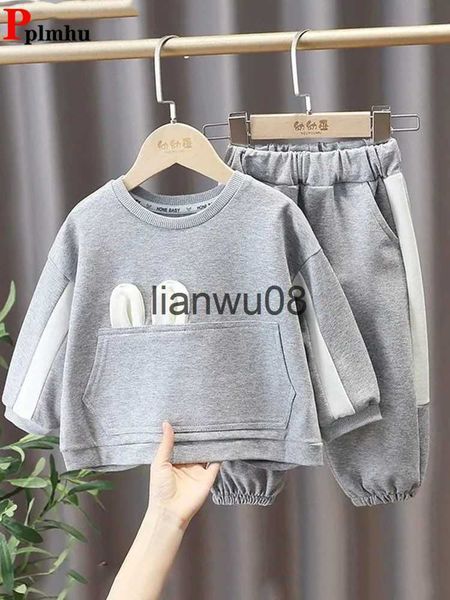 

clothing sets pullover oneck sweatshirts girls outfit new long sleeve bow children conjunto fashion jogger pants patchwork 2 piece sets x08, White