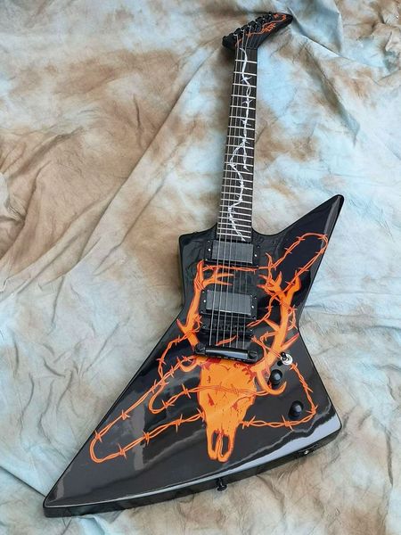 

electric guitar, james hetfield elk skull, quality guitar.