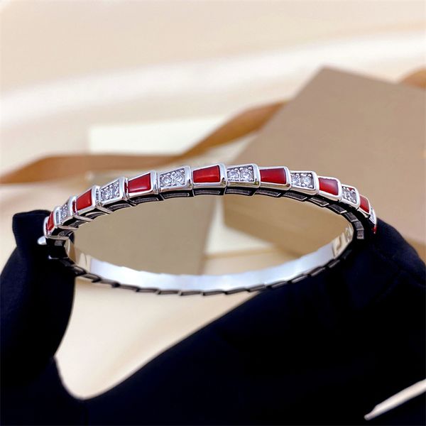 

snake bones new bangle bracelet full diamond red green titanium steel letter b women girl bracelets luxury designer gift wedding party jewel, Black