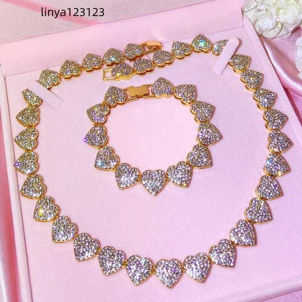 

pendant necklaces crystal heart cuban link chain necklace for women 15mm bling full rhinestones paved tennis hip hop jewelrypendant, Silver