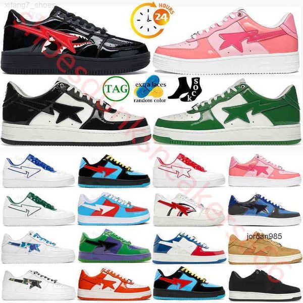 

2024 men women sk8 casual shoes sta low sneakers court designers nigo bathing apes mens shark black white grey patent leather green abc camo