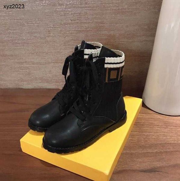 

23ss design kids boots girls black leather shoes sizes 26-35 fashion children short boot baby casual shoes