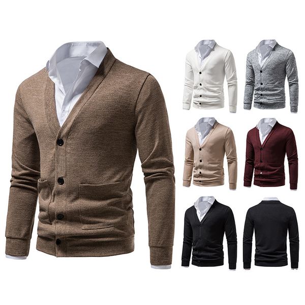 

men's sweaters mens cardigans sweater pocket men knit cardigan buttons v neck solid colour pullover man casual slim fit sw03 230828, White;black