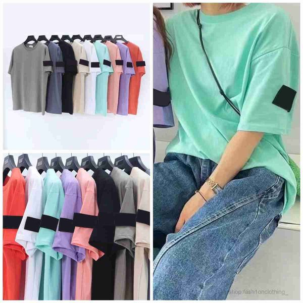 

designer t shirt superior quality stone tshirt summer menswear breathable loose letter print lovers street fashion varsity cotton t-shirt is, White;black