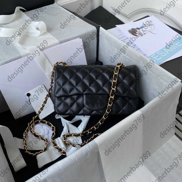 

10a super original quality 20cm women mini chain shoulder bags caviar lambskin leather luxury designer cf bag fashion crossbody flap handbag