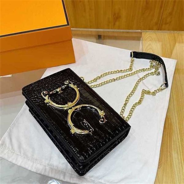 

18% off bag 2024 new launch designer handbag new women's chain bright lacquer leather one shoulder underarm crocodile pattern cross bor