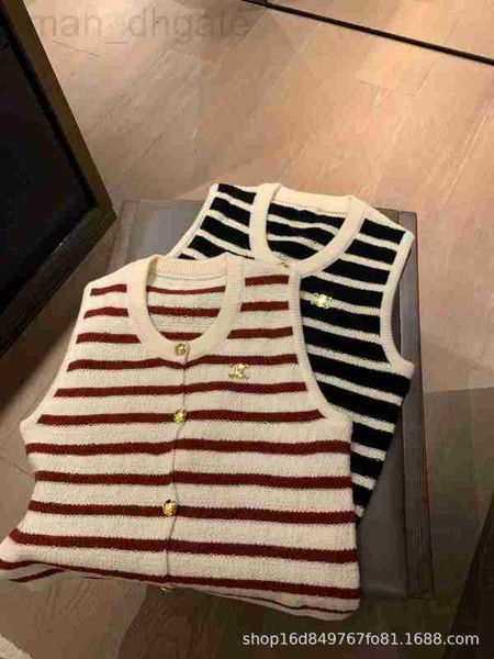 

women's tanks &designer womens tank early autumn new niche trendy brand striped knit vest slimming, simple and stylish, White