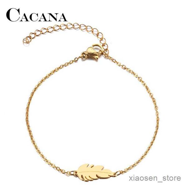 

bracelets cacana stainless steel bracelet for women man rose gold color pulseira feminina lover's engagement jewelry r230828, Golden;silver