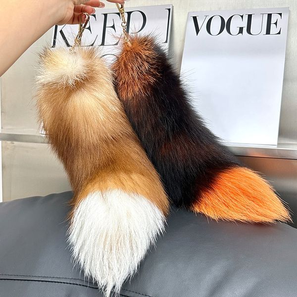 

10pcs/lot- 40cm/16" large real genuine fox fur tail keychain costume cosplay toy bag purse pendant tassels, Silver