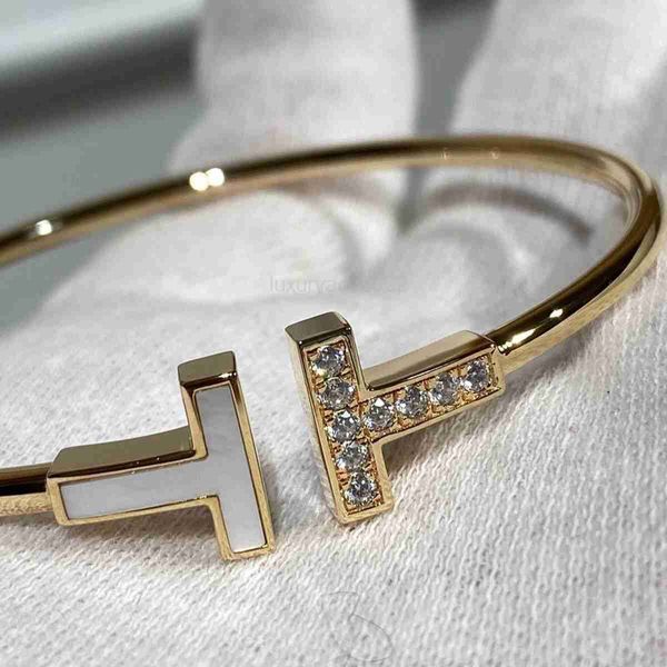 

designer bracelet jewelry t white beimu double t opening same 925 sterling silver plated 18k rose gold diamond couple tiffaniess, Black