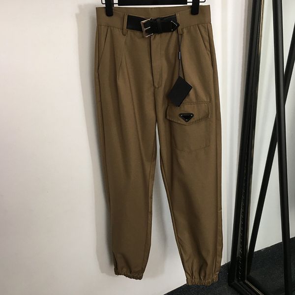 

ladies cargo pants personality belt designer trousers womens luxury casual pants outdoor street style pants, Black