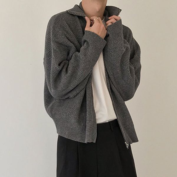 

men's sweaters 2023 men turtlneck zippers knitted cardigan sweater casual korean solid color long sleeve streetwear vintage luxury coat, White;black