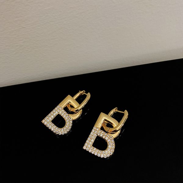 

classic design cz micro pave letter b charm earring brass jewelry for women gift, Golden
