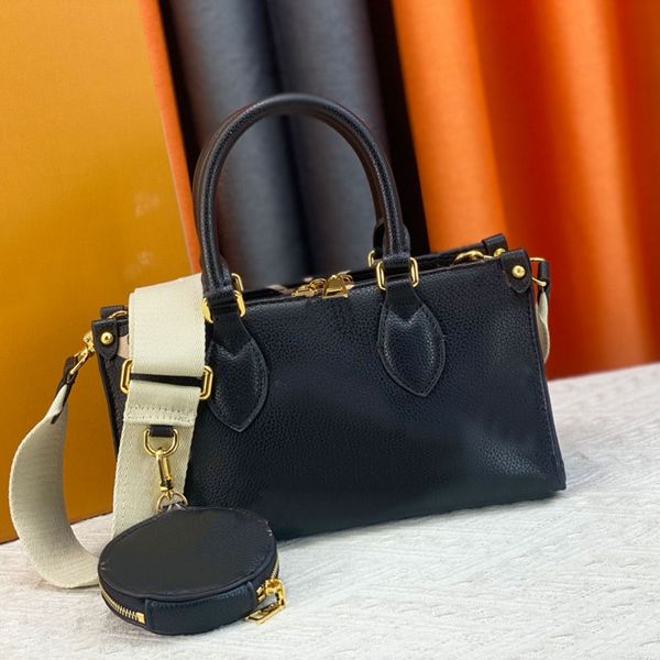 

women handbag on the go tote bag round purse wallet reverse canvas classic letter 2pcs set shoulder crossbody bags wide detachable strap