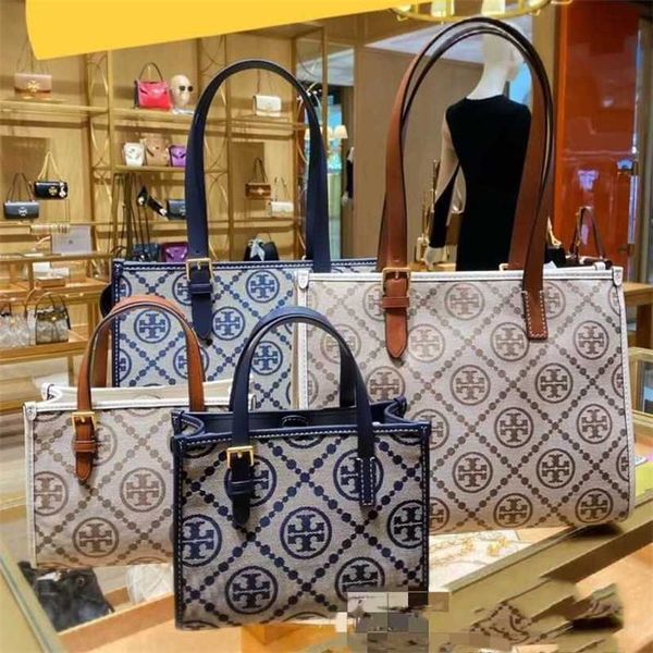 

12% off bag 2024 new launch designer handbag early launch tb new tote high capacity canvas shoulder water bucket double sided embossed fashi