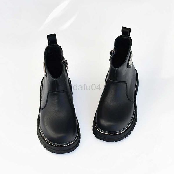 

boots winter genuine leather boys snow boots full grain leather warm fine velvet children' riding boots soft cowhide girls shoes l0828, Black;grey