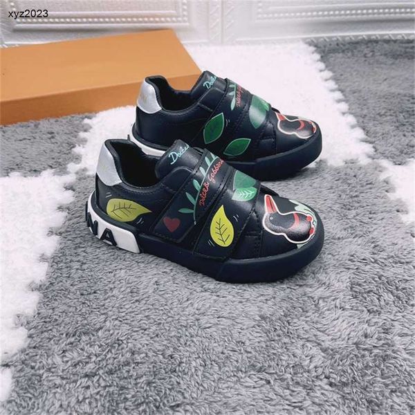 

23ss luxury baby shoes children's designer sports shoes colorful pattern printing kids breathable outdoor sneakers size 26-35, Black