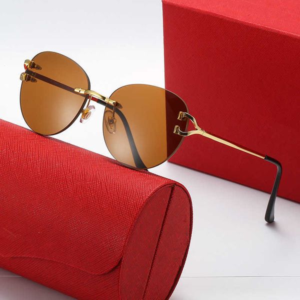 

frameless New Kajia large frame sunglasses for male and female pilots fashionable and trendy sunglasses and personalized glasses 7RM8 123