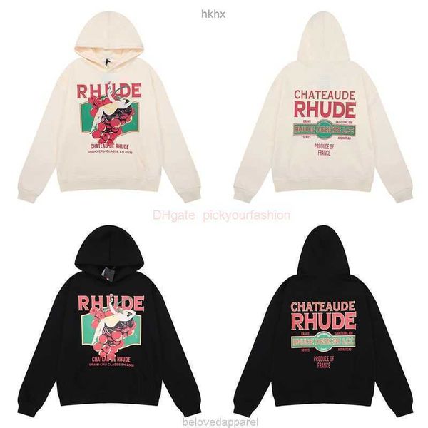 

designer clothing mens sweatshirts hoodies rhude american hoodie oversize small high street fashion brand ins spring autumn couple sweater f, Black