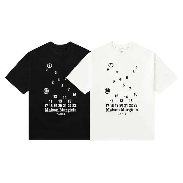 

designer t shirt margielas mm6 high version style garbled digital print embroidered loose fitting short sleeved men's and women's, White;black