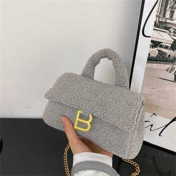 

26% off bag 2024 new launch designer handbag autumn and winter ins lamb hair hourglass hand plush diagonal women's one-shoulder fur
