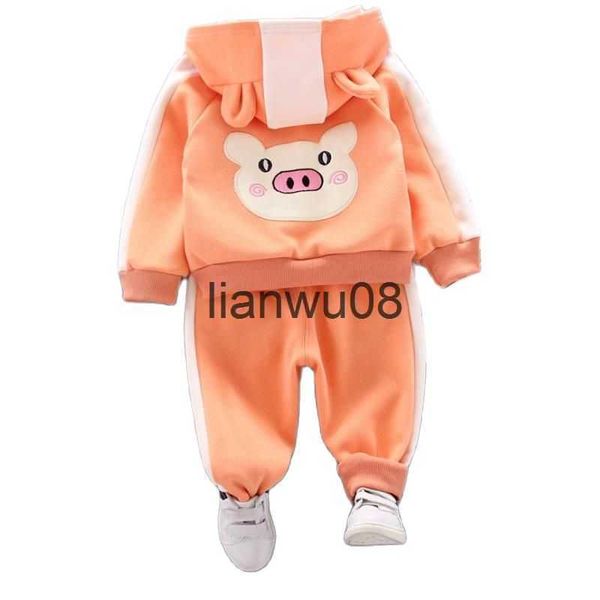 

clothing sets new boys girls clothing set baby winter gold velvet sweater hooded cartoon children plus velvet pants suit brand kids tracksui, White