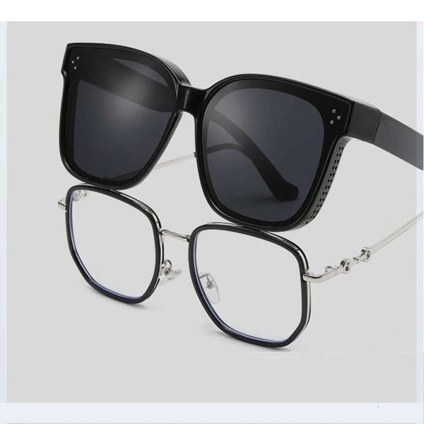 

high definition glasses sunglasses large frame black anti uv resistant special clip, White;black