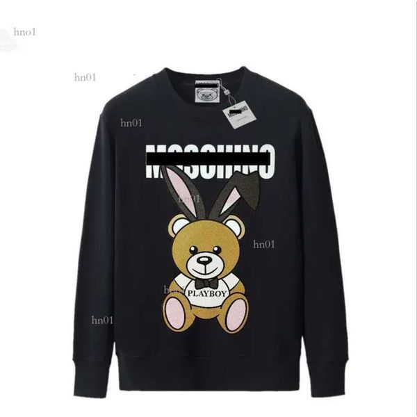 

male and female designer pullover swea bear print long sleeved sweater lovers fashion round neck spring and autumn pullover534, Black